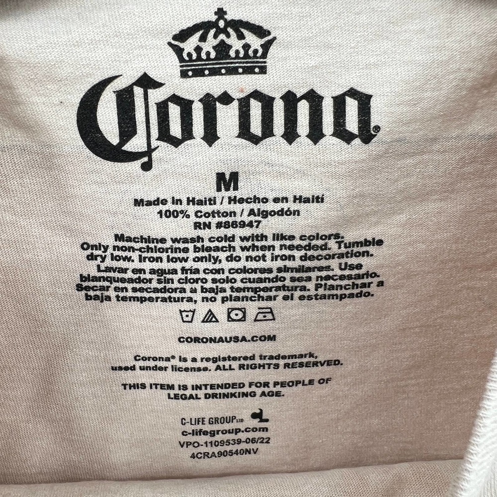 Corona Extra Men's Short Sleeve T-Shirt in Cream Size Medium - Picture 3 of 4